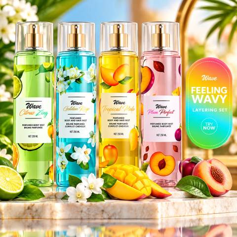 Wave Feeling Wavy Body Mist Collection – 250ml, Pack of 4